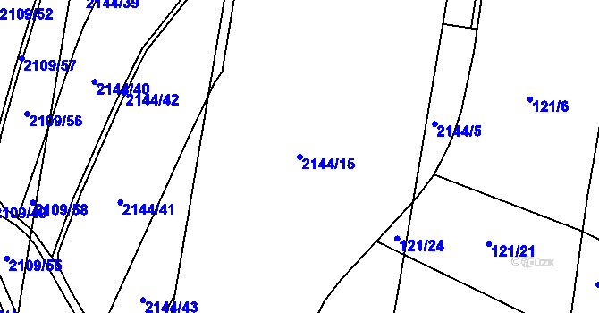 Parcela st. 2144/15 v KÚ Žatec, Katastrální mapa