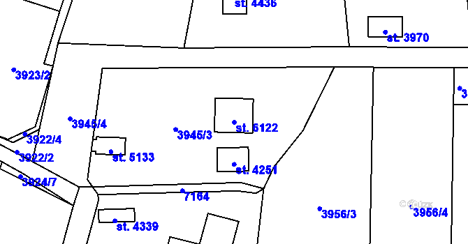 Parcela st. 6122 v KÚ Žatec, Katastrální mapa