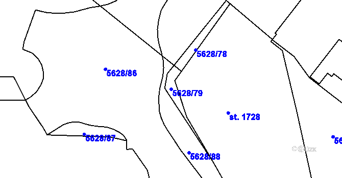 Parcela st. 5628/79 v KÚ Žatec, Katastrální mapa
