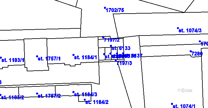 Parcela st. 6134 v KÚ Žatec, Katastrální mapa