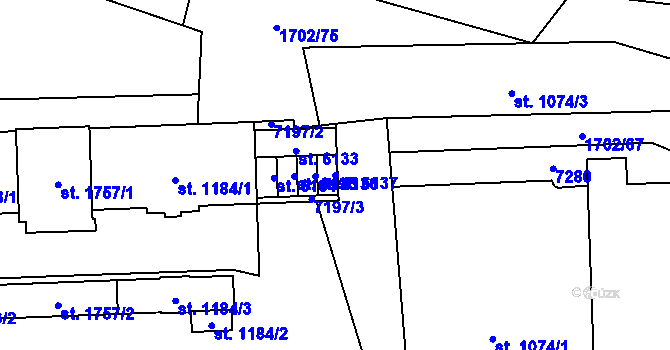 Parcela st. 6137 v KÚ Žatec, Katastrální mapa