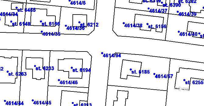 Parcela st. 4614/94 v KÚ Žatec, Katastrální mapa