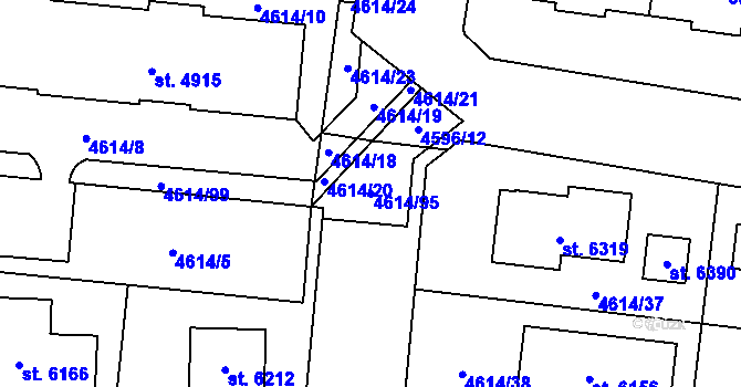 Parcela st. 4614/95 v KÚ Žatec, Katastrální mapa