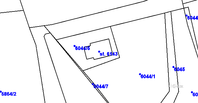 Parcela st. 6143 v KÚ Žatec, Katastrální mapa