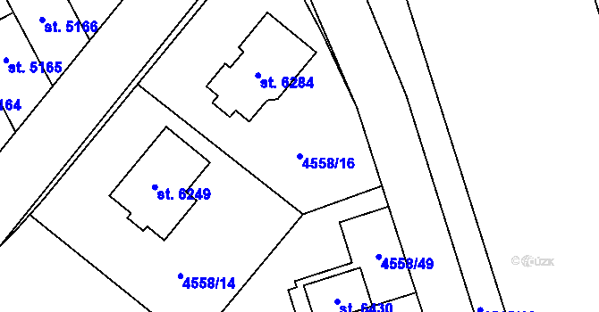 Parcela st. 4558/16 v KÚ Žatec, Katastrální mapa