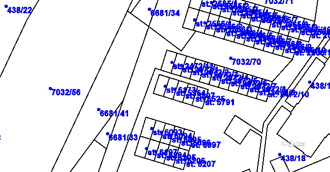 Parcela st. 6173 v KÚ Žatec, Katastrální mapa