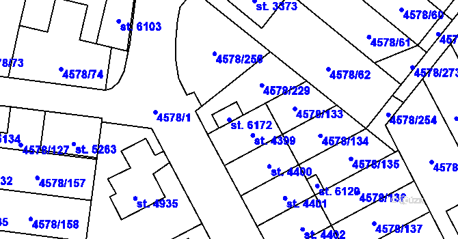 Parcela st. 6172 v KÚ Žatec, Katastrální mapa