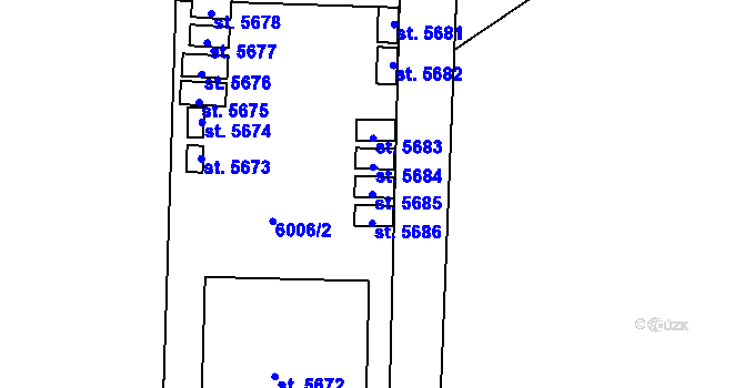 Parcela st. 5685 v KÚ Žatec, Katastrální mapa