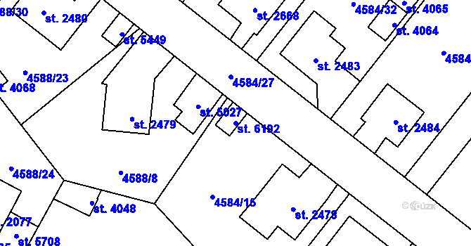 Parcela st. 6192 v KÚ Žatec, Katastrální mapa
