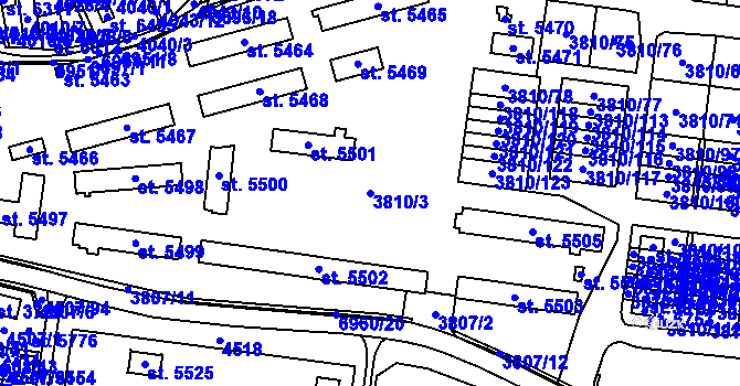 Parcela st. 3810/3 v KÚ Žatec, Katastrální mapa