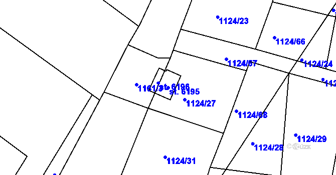 Parcela st. 6195 v KÚ Žatec, Katastrální mapa