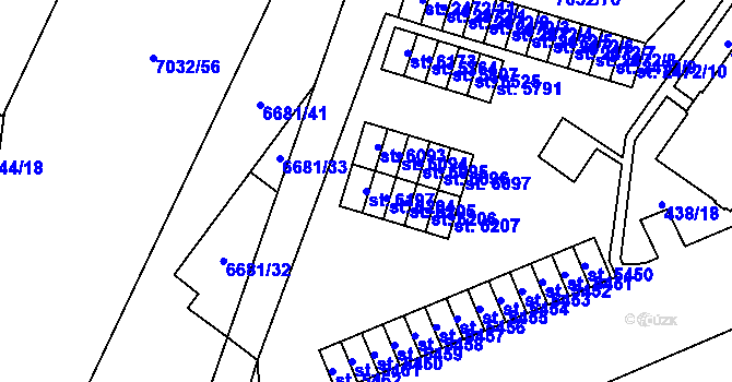 Parcela st. 6197 v KÚ Žatec, Katastrální mapa