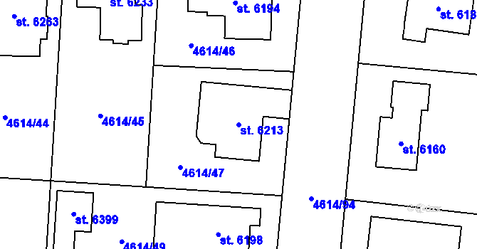 Parcela st. 6213 v KÚ Žatec, Katastrální mapa