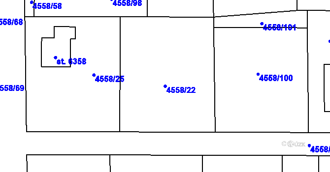 Parcela st. 4558/22 v KÚ Žatec, Katastrální mapa