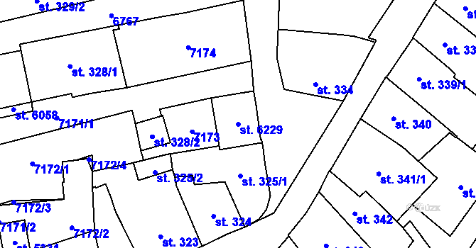 Parcela st. 6229 v KÚ Žatec, Katastrální mapa