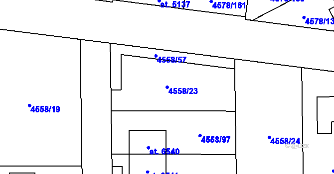 Parcela st. 4558/23 v KÚ Žatec, Katastrální mapa
