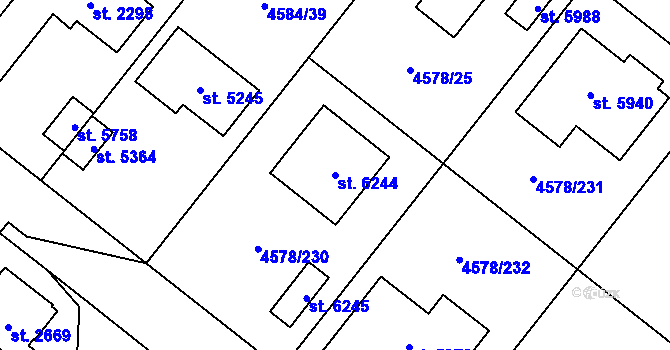 Parcela st. 6244 v KÚ Žatec, Katastrální mapa
