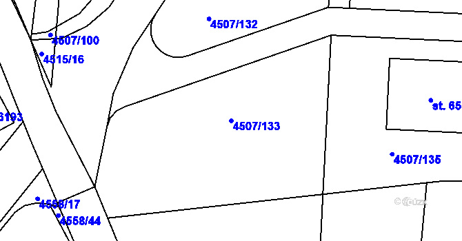 Parcela st. 4507/133 v KÚ Žatec, Katastrální mapa