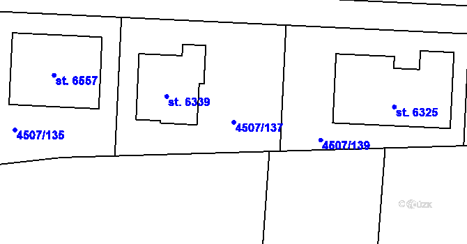 Parcela st. 4507/137 v KÚ Žatec, Katastrální mapa