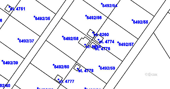 Parcela st. 6246 v KÚ Žatec, Katastrální mapa
