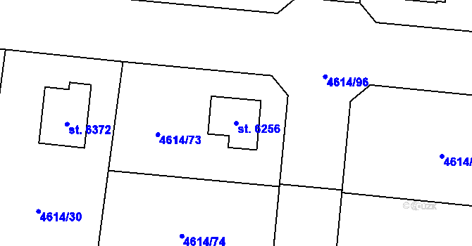 Parcela st. 6256 v KÚ Žatec, Katastrální mapa