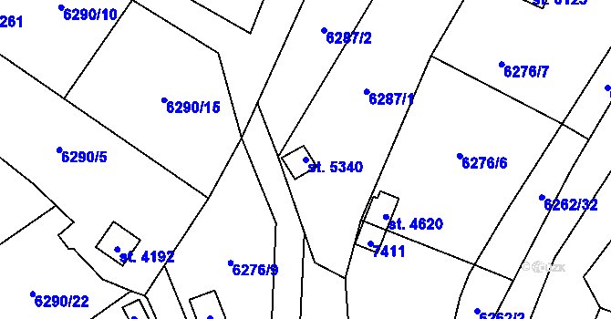 Parcela st. 5340 v KÚ Žatec, Katastrální mapa