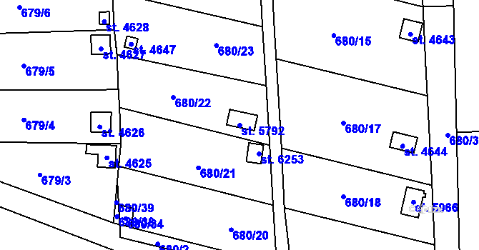 Parcela st. 5792 v KÚ Žatec, Katastrální mapa