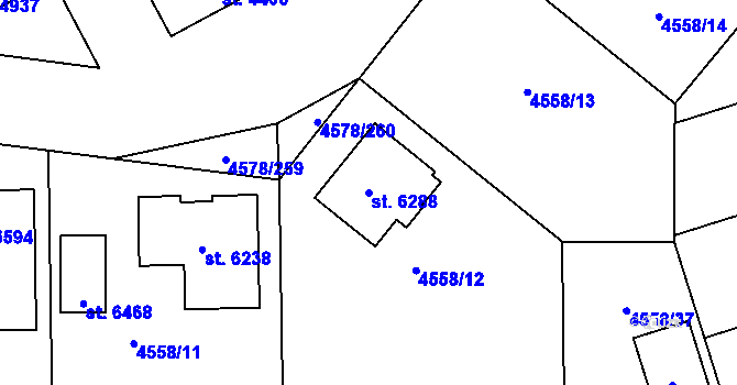 Parcela st. 6288 v KÚ Žatec, Katastrální mapa