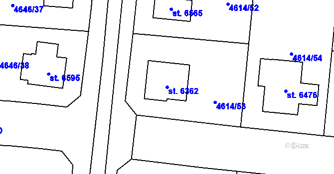 Parcela st. 6362 v KÚ Žatec, Katastrální mapa