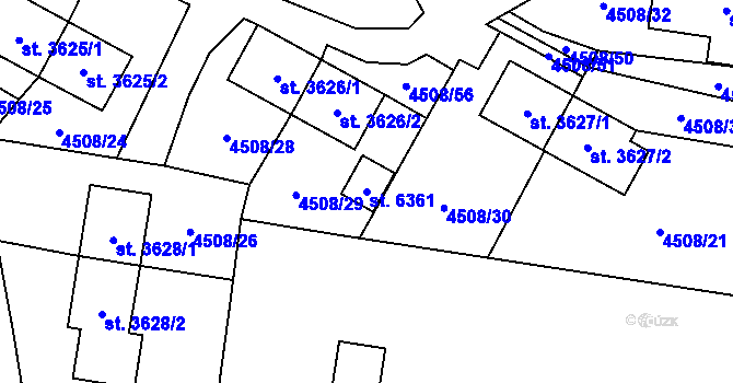 Parcela st. 6361 v KÚ Žatec, Katastrální mapa