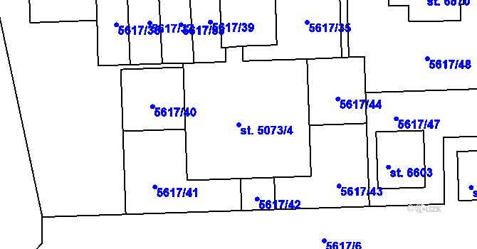 Parcela st. 5073/4 v KÚ Žatec, Katastrální mapa