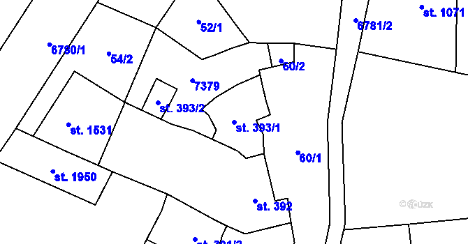 Parcela st. 393/1 v KÚ Žatec, Katastrální mapa