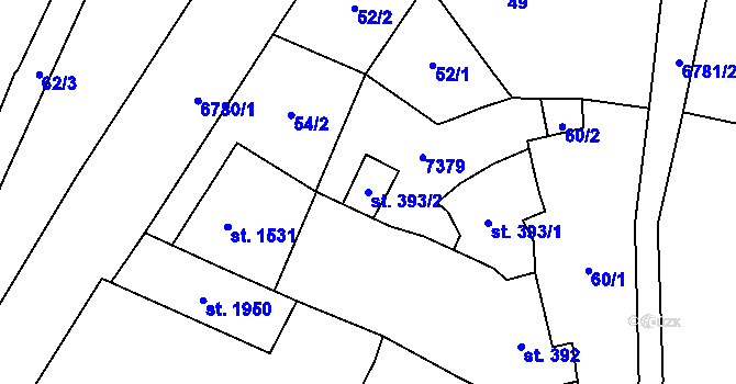 Parcela st. 393/2 v KÚ Žatec, Katastrální mapa