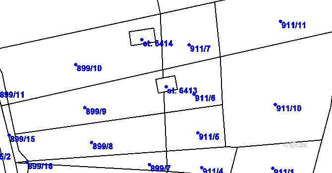 Parcela st. 6413 v KÚ Žatec, Katastrální mapa