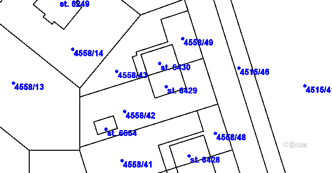 Parcela st. 6429 v KÚ Žatec, Katastrální mapa