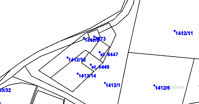 Parcela st. 6447 v KÚ Žatec, Katastrální mapa
