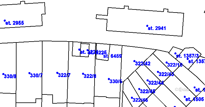 Parcela st. 6459 v KÚ Žatec, Katastrální mapa