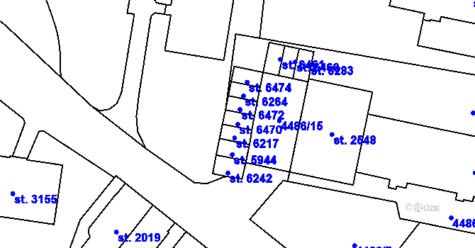 Parcela st. 6470 v KÚ Žatec, Katastrální mapa