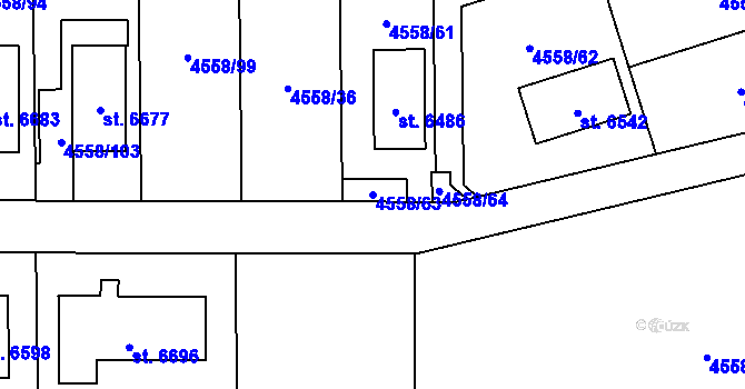 Parcela st. 4558/63 v KÚ Žatec, Katastrální mapa
