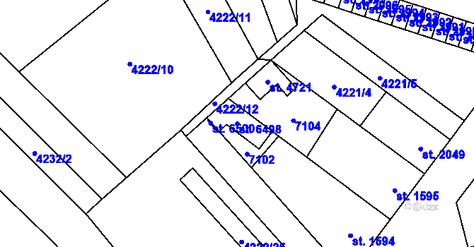 Parcela st. 6498 v KÚ Žatec, Katastrální mapa