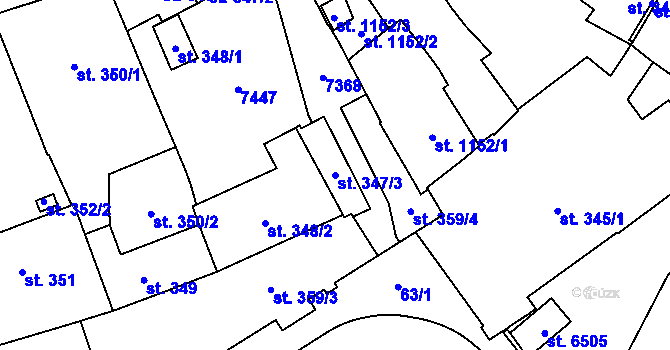 Parcela st. 347/3 v KÚ Žatec, Katastrální mapa
