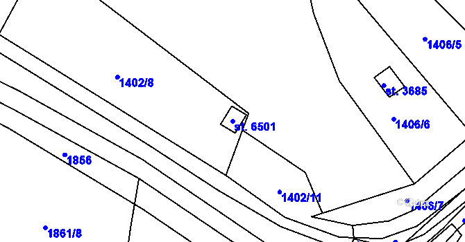 Parcela st. 6501 v KÚ Žatec, Katastrální mapa