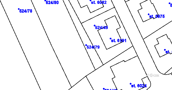 Parcela st. 524/79 v KÚ Žatec, Katastrální mapa