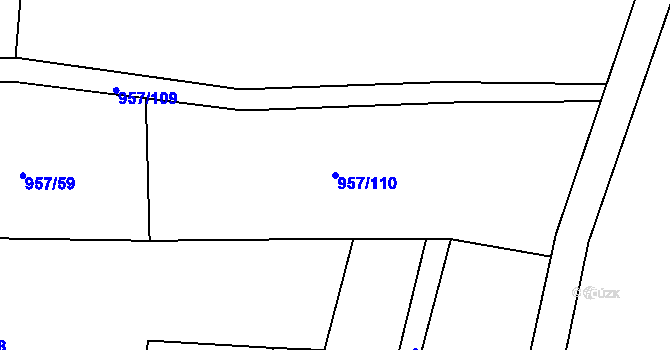 Parcela st. 957/110 v KÚ Žatec, Katastrální mapa
