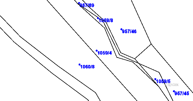 Parcela st. 1059/4 v KÚ Žatec, Katastrální mapa