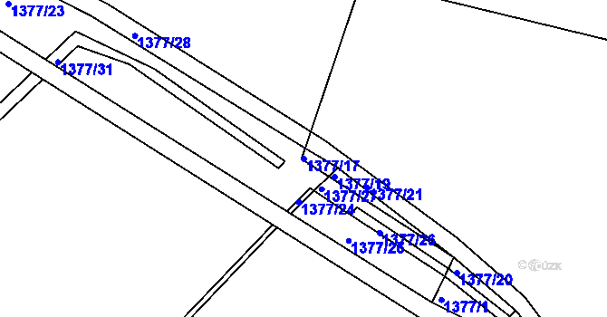 Parcela st. 1377/17 v KÚ Žatec, Katastrální mapa