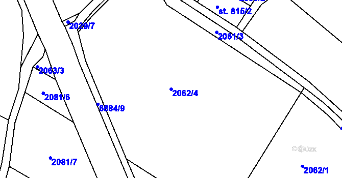 Parcela st. 2062/4 v KÚ Žatec, Katastrální mapa