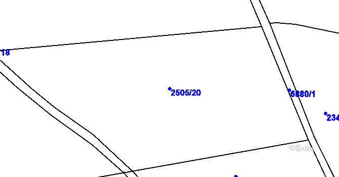 Parcela st. 2505/20 v KÚ Žatec, Katastrální mapa