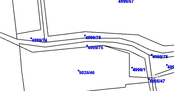 Parcela st. 4999/75 v KÚ Žatec, Katastrální mapa