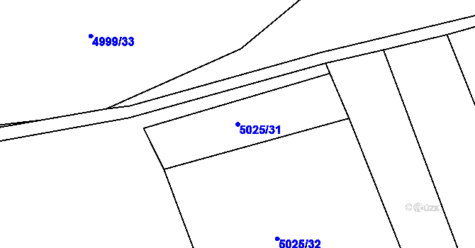 Parcela st. 5025/31 v KÚ Žatec, Katastrální mapa